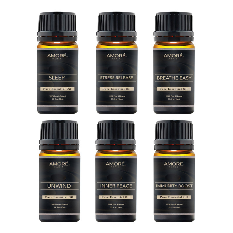 Ensemble de 6 huiles essentielles d'aromathérapie