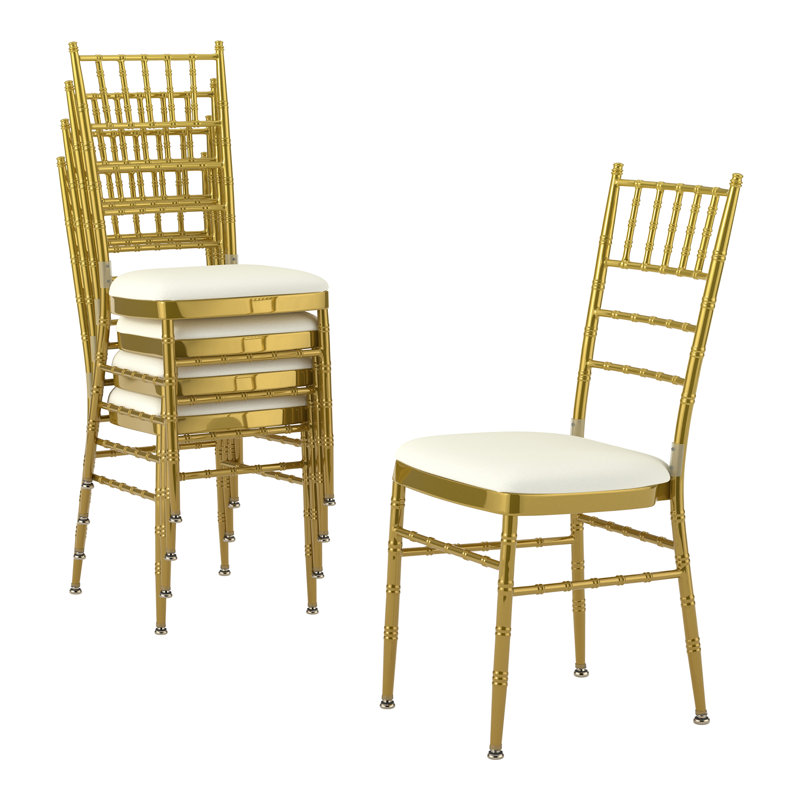 Chaise d'appoint empilable en métal or 18 po Chiavari, Or