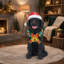 Figurine de chiot père Noël illuminé avec couronne DEL et clochettes
