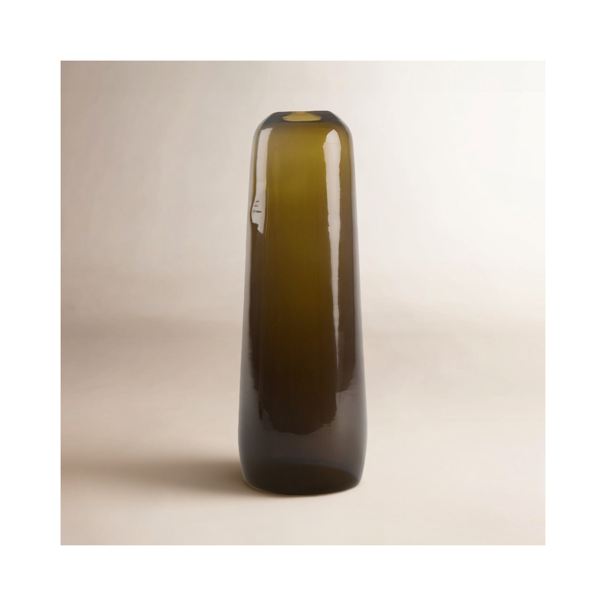 Aurora Handmade Glass Table Vase, Olive, 11.5" H x 4" W x 4" D