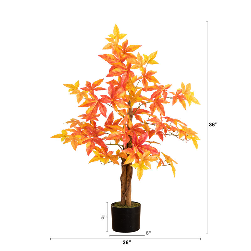 6ft. Autumn Deluxe Maple Artificial Fall Tree, 36" H x 26" W x 26" D