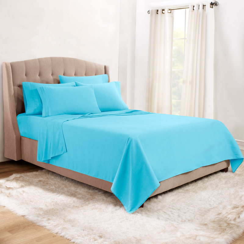 Microfiber Sheet Set, Beach Blue, King Sheet Set + 1 Fitted Sheet + 4 Pillowcases