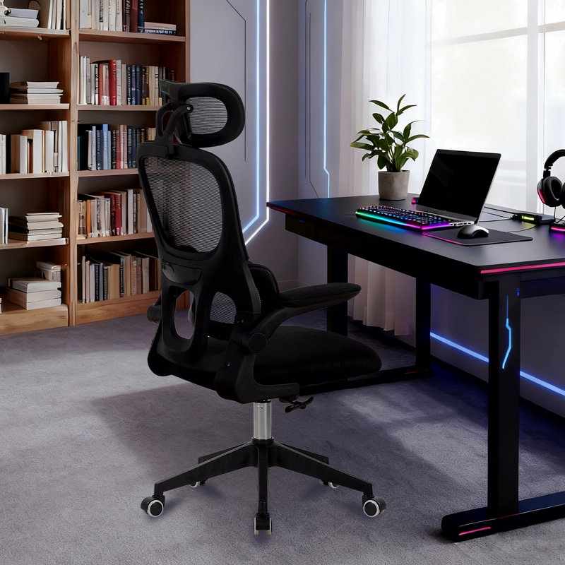 High Back Ergonomic Office Chair, Big And Tall Mesh Desk Chair With Wheels, Tilt Function, 3d Headrest, Lumbar Support, Swivel Rolling Computer Chair For Task, Home Office, Black