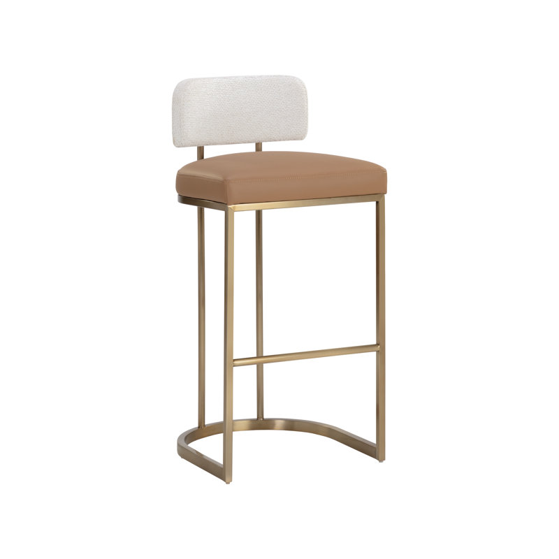 Bellatrix Upholstered Bar Stool with Metal Frame, Napa Cognac/Rhea Light Barley, Bar Stool (30.5" Seat Height)