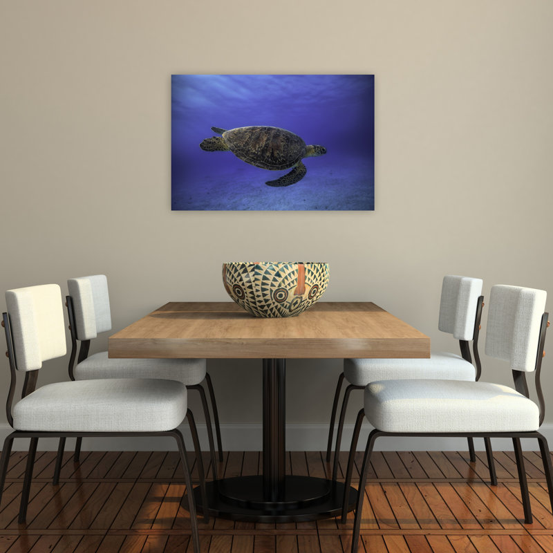 Swimming Sea Turtle Peaceful Serene Turtle Nature Ocean Wall Art Print 1 Piece Wrapped Canvas Wall Art, 60.96cm H x 91.44cm W