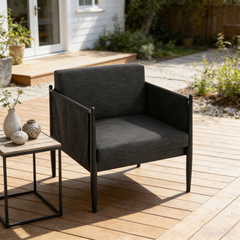 Chaise club en aluminium noir, Noir-1