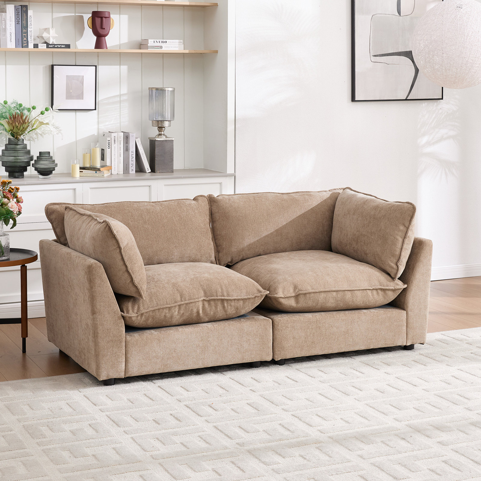 Eagan 74.8" 2 - Piece Modular Sofa, Khaki Chenille