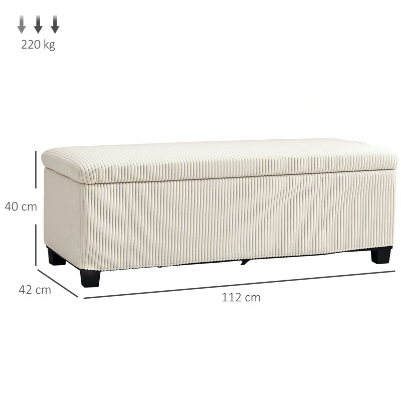 112cm Wide Storage Ottoman, Beige