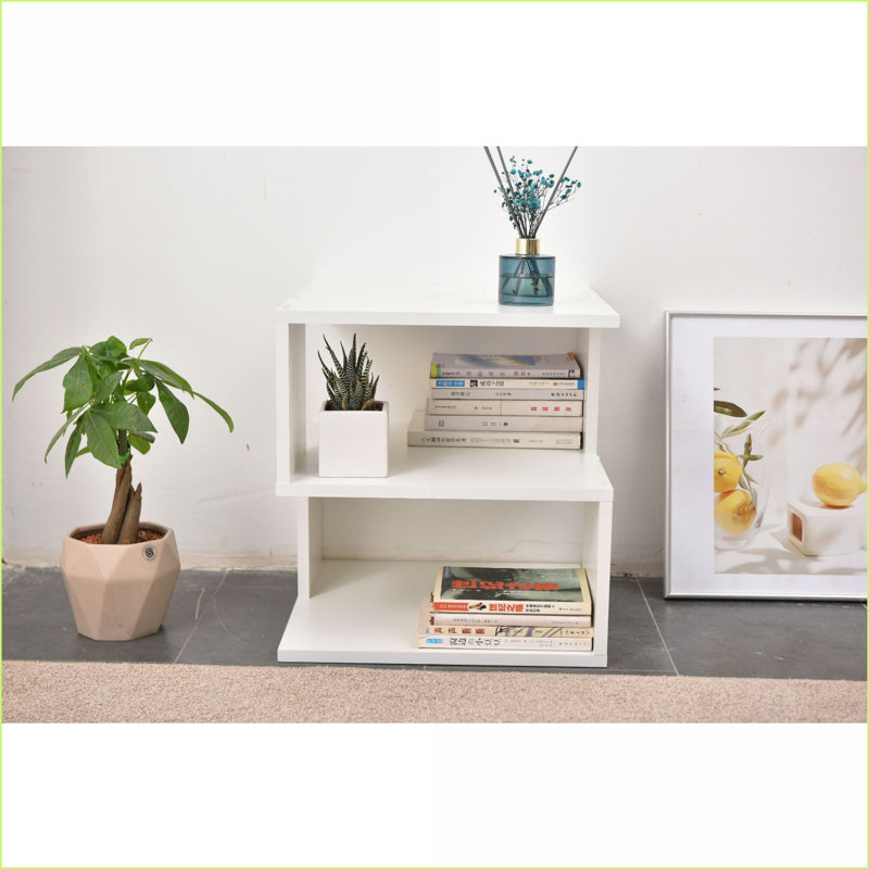 Bibliothèque, rangement minimaliste moderne à 2 couches | Crème / blanc | Bois d'ingénierie
