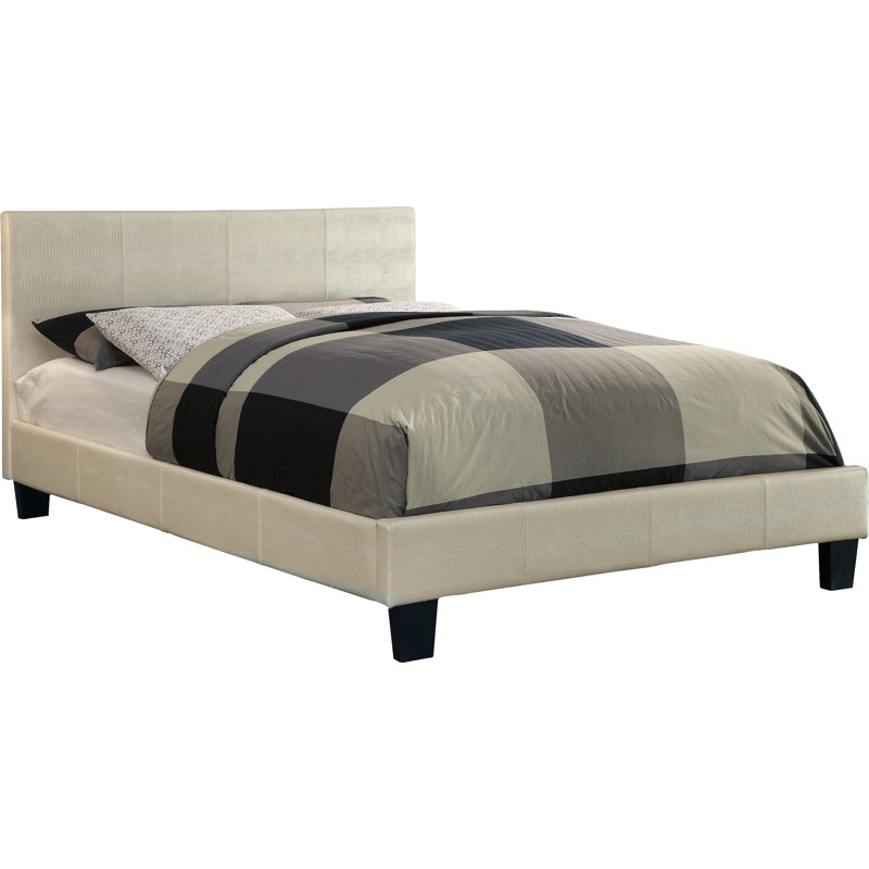Morgana Vegan Leather Platform Bed, Pearl White, King