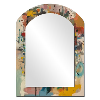 «Abstract Face Portrait II», miroir mural à encre liquide, miroir décoratif asymétrique jaune, impression sur métal