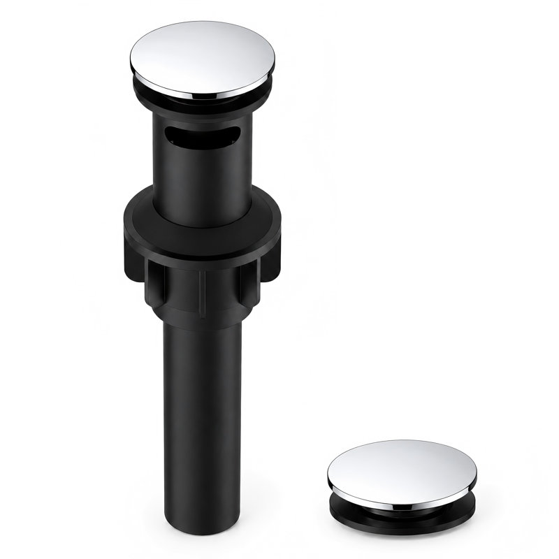 Bonde escamotable en plastique avec trop-plein, Chrome poli