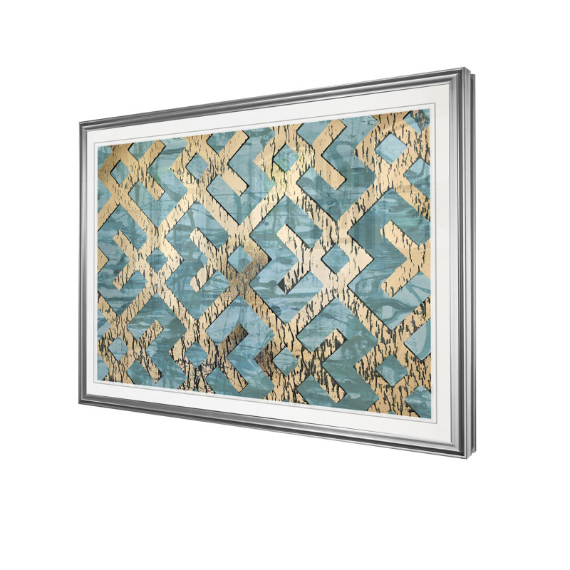 « gilded géometrics i », reproduction, H 20 po x l 24 po x P 1,5 po, Cadre argenté