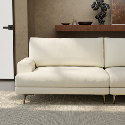 86.61" Modern Fabric Sofa, 3-Seater Couch with Down & Latex Cushions, Soft Yet Supportive Upholstered Sofa with Metal Legs for Living Room, Apartment or Bedroom