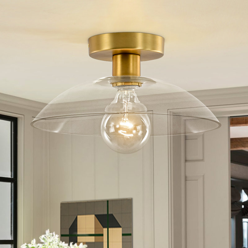 Plafonnier semi-encastré en verre 1 lumière