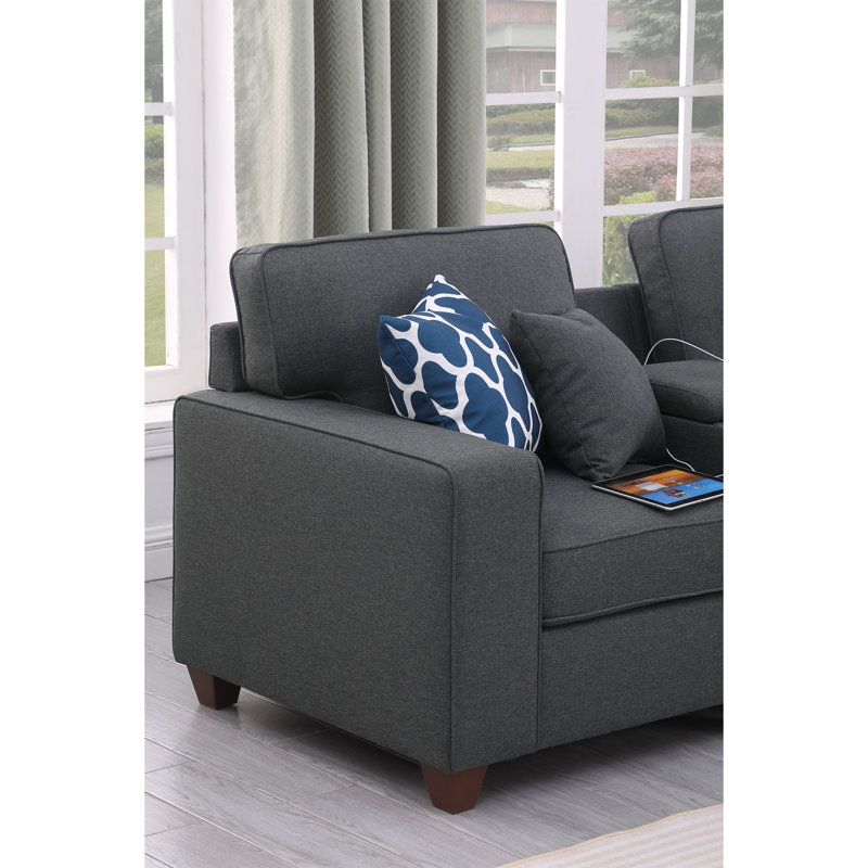 Canapé modulaire avec repose-pieds 8 pièces Tina, Gris foncé