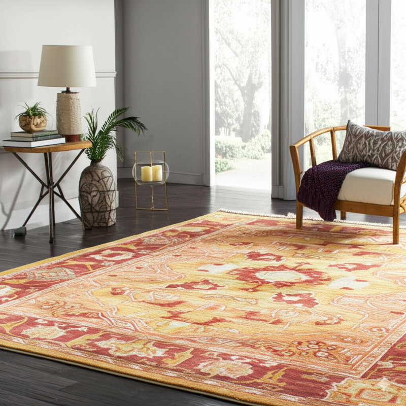 Magnifique tapis doré noué à la main