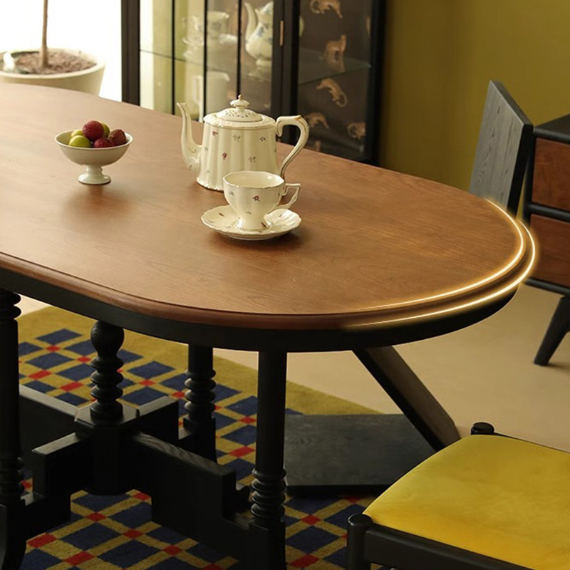 Kaitie Cherry Oval Solid Wood Dining Table, 29.52"H x 70.86"L x 31.49"W
