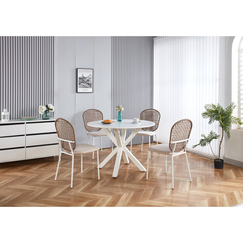 Table de salle à manger Mid-Century pour 4-6 personnes avec plateau en MDF, table de salle à manger à piédestal, table basse de loisirs