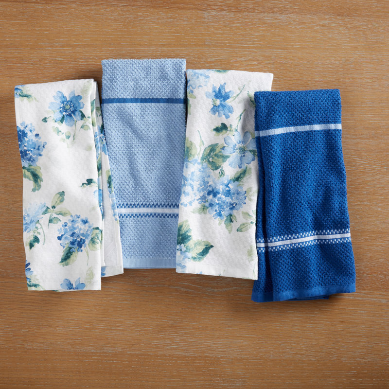 Martha Stewart Amber Floral Kitchen Towel Set 4-Pack, Blue
