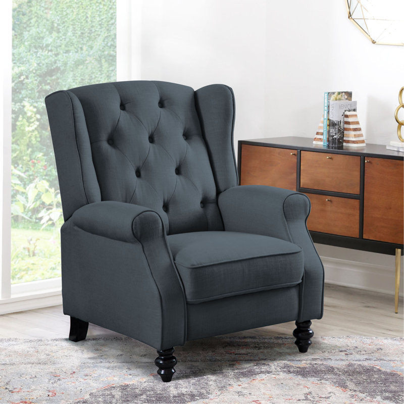 Fauteuil inclinable manuel de 37 po Chih, 100 % polyester bleu
