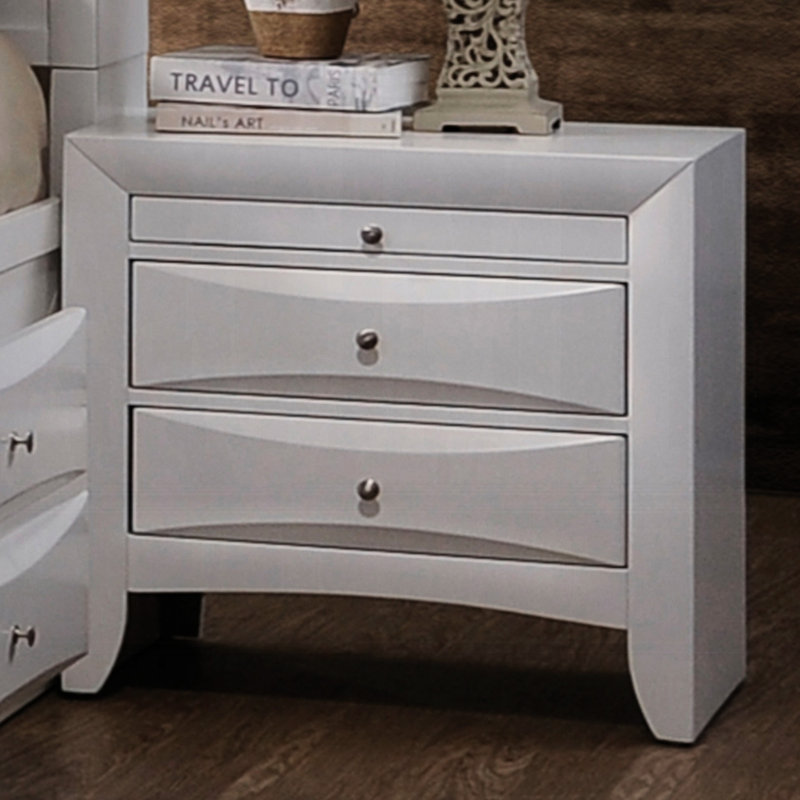 Table de chevet blanche en bois avec 2 tiroirs et 1 plateau pour chambre à coucher en deux