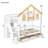  Twin Over Twin House Bunk Bed with Window, Roof and Storage Staircase, White and Natural-2126979838