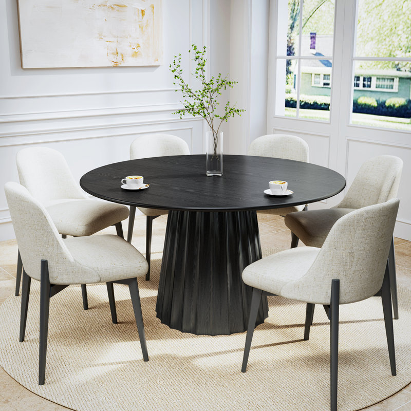 Shutesbury 6 - Person Dining Table Sets, Black, 7 Pieces: Table, 6 Chairs