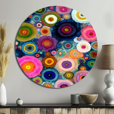 «Vibrant Flower Wall Horizon», décoration murale abstraite fractale en métal