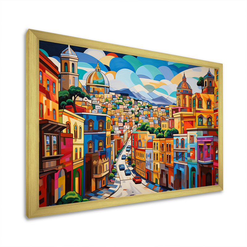 Pop San Francisco II - Imprimé, Encadrement doré, H 30 po x l 40 po x P 1,5 po