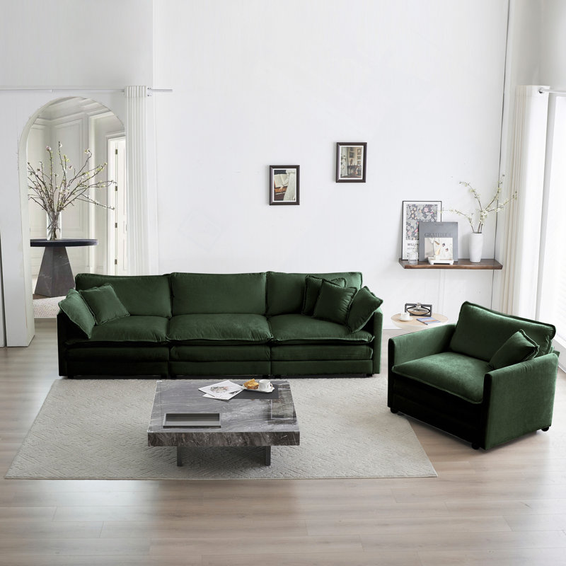 Sectional Sofa, 2-Piece Upholstered Sofa, Living Room Sectional Sofa Set Modern Sofa Couches Set , Deep Seat Sofa For Living Room Apartment, 1+3 Seat Chenille