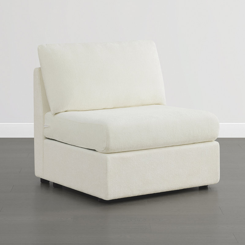 Makena 33.8" W Comfy Upholstered Armless Chair, Cream