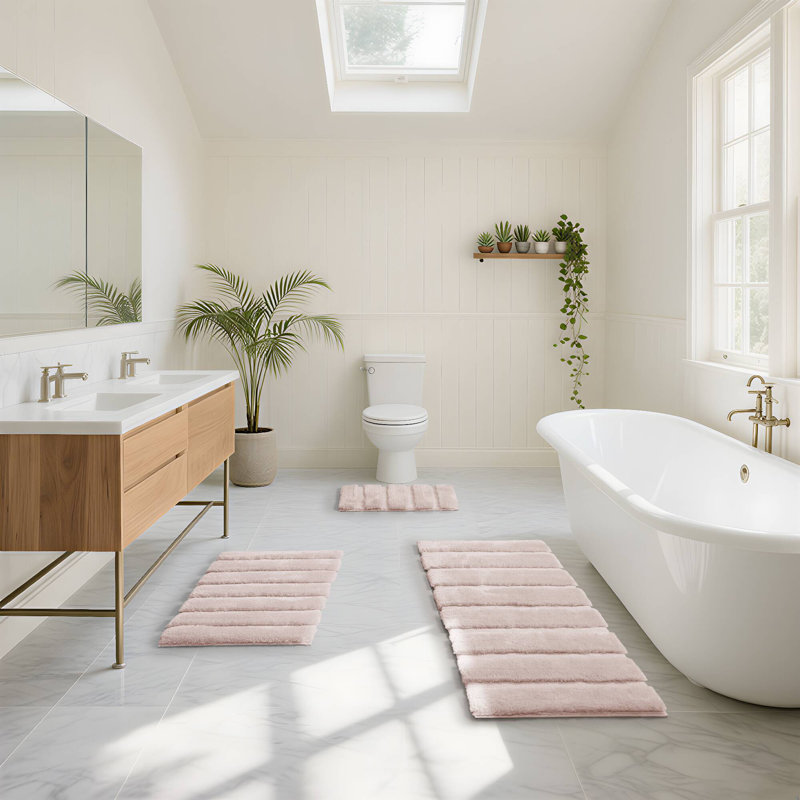 Tapis pour salle de bain 1500g / m² 1500g / m² Chanchal, Rosé, L 21 po x L 34 po