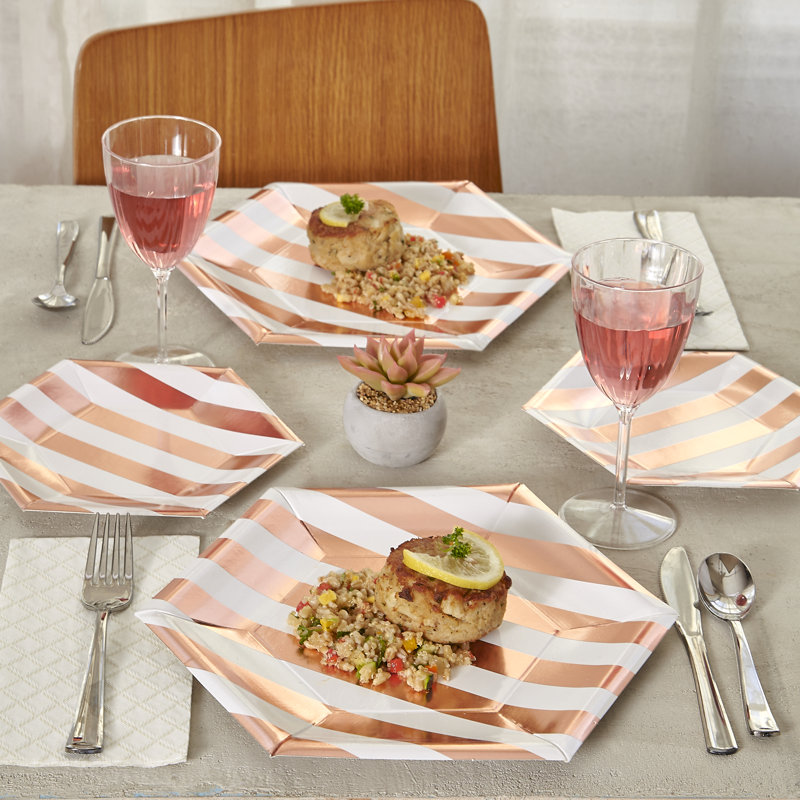 Assiette à dîner jetable papier poids lourd, Rose