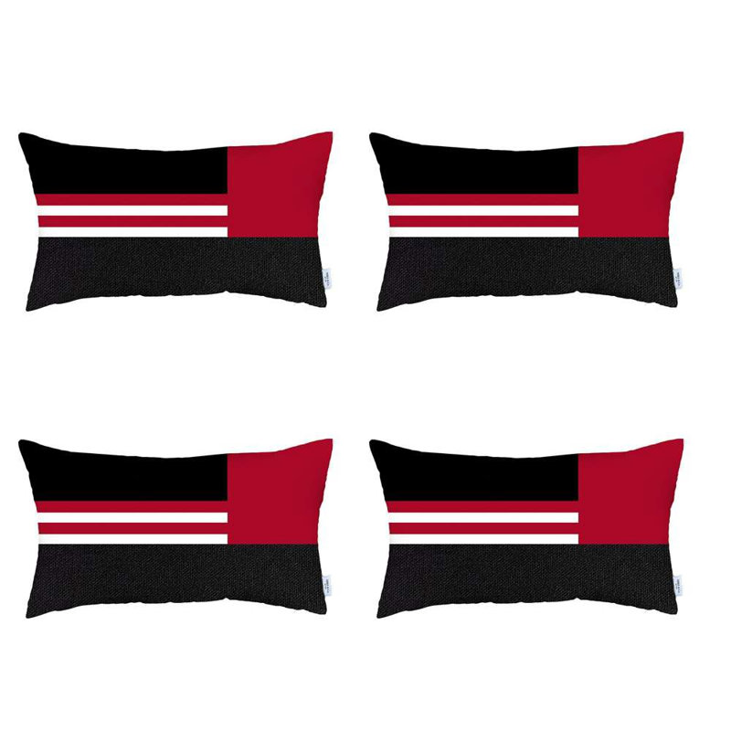Striped Reversible Pillow Cover, Red