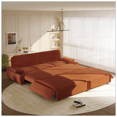 King Size Pull Out Sofa Bed, 3-In-1 Convertible Sleeper, Multi-Functional Corduroy Seating And Sleeping Solution