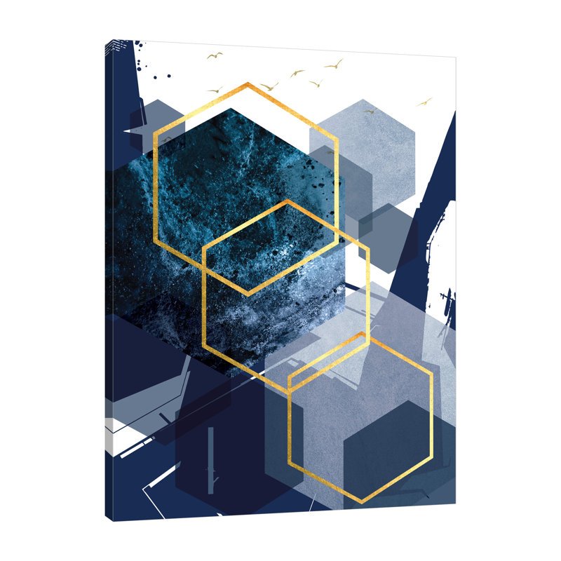 «Hexagon Landscape Gold 1» par Urban Epiphany, reproduction sur toile tendue, H 24 po x l 18 po x P 1,5 po