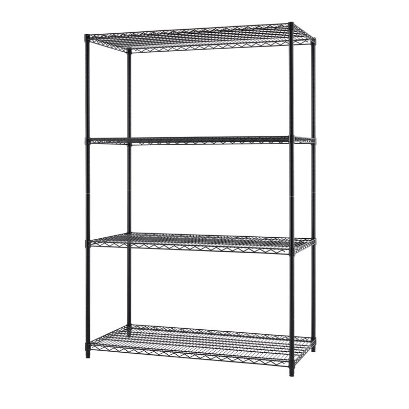 TRINITY Black 4-Tier NSF Steel Wire Shelving Unit (48 in. W x 72 in. H x 24 in. D)