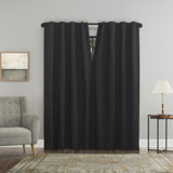 Sun Zero Treviso Linen Blend Magnetic Closure 100% Blackout Back Tab Curtain Panel