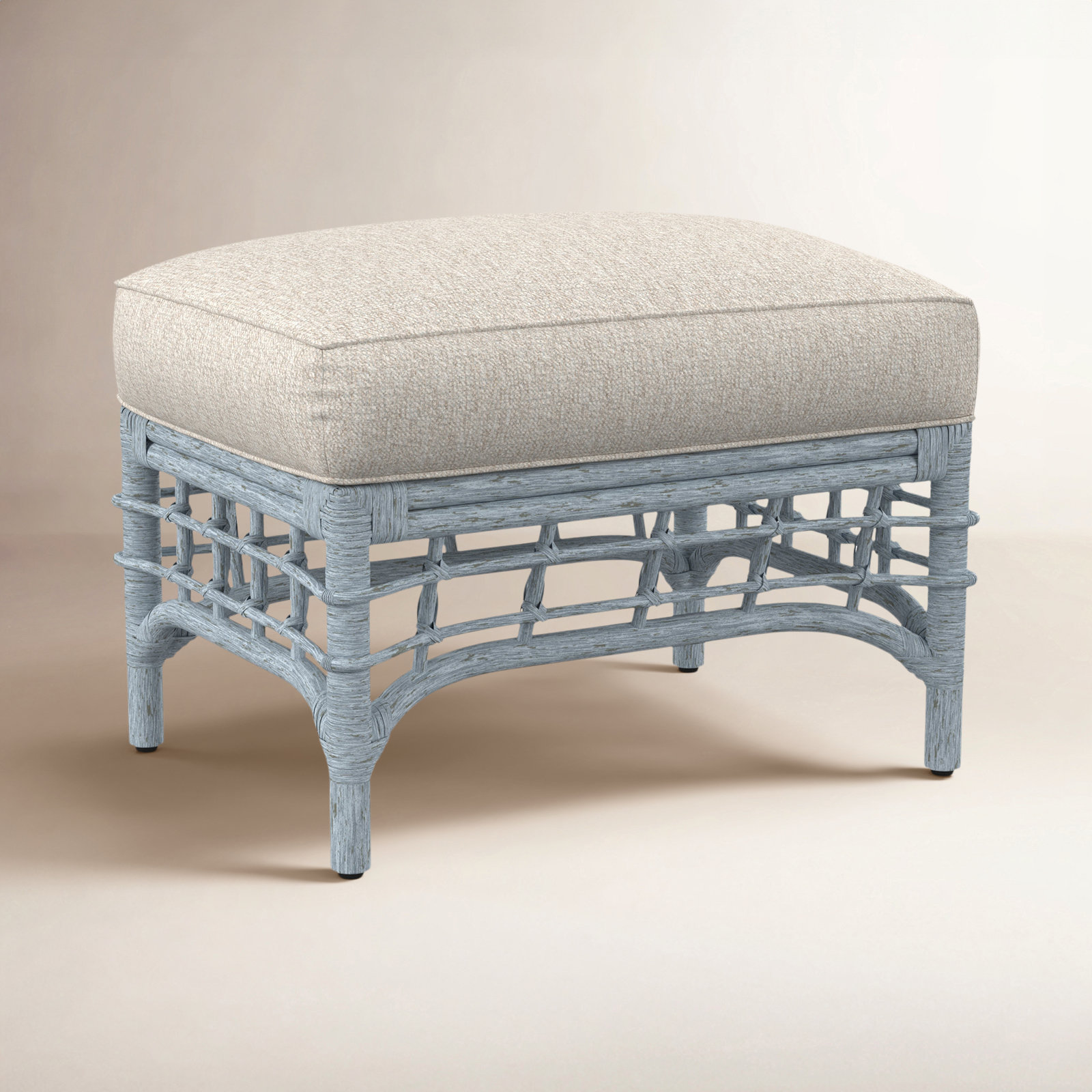 Luca Upholstered Ottoman, Sea Glass, Ivory Crypton Performance; 0886-91