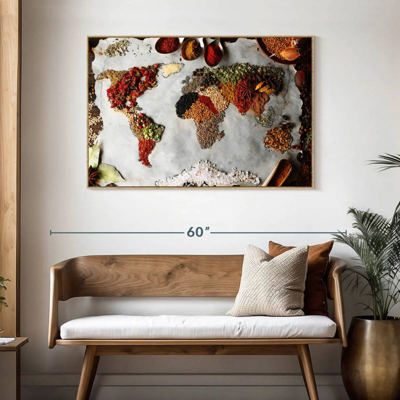 Épices du monde, Cadre flottant en bois naturel, 46 po x 31 po