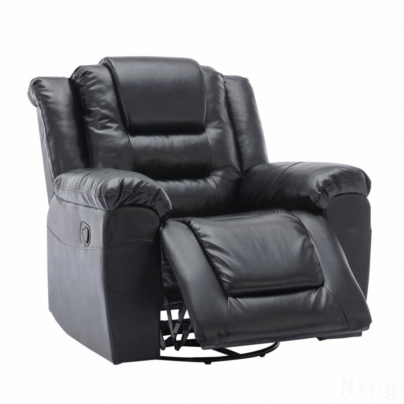Fauteuil inclinable à bascule pivotant à 360 ° - manuel, large accoudoir, salon / chambre à coucher, Noir