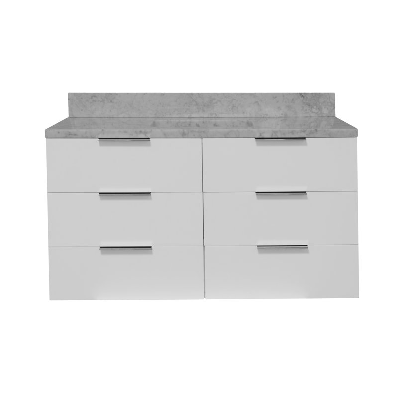 Mitchell 48'' Single Bathroom Vanity with Top, Carrara Marble, White