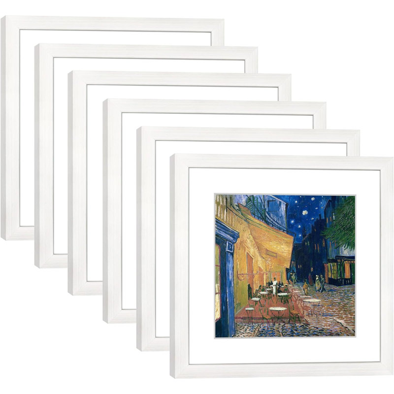 Ensemble de 6 cadres en verre véritable 11 × 11 blanc