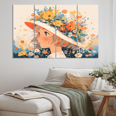 Ensemble de 4 décorations murales personnage féminin