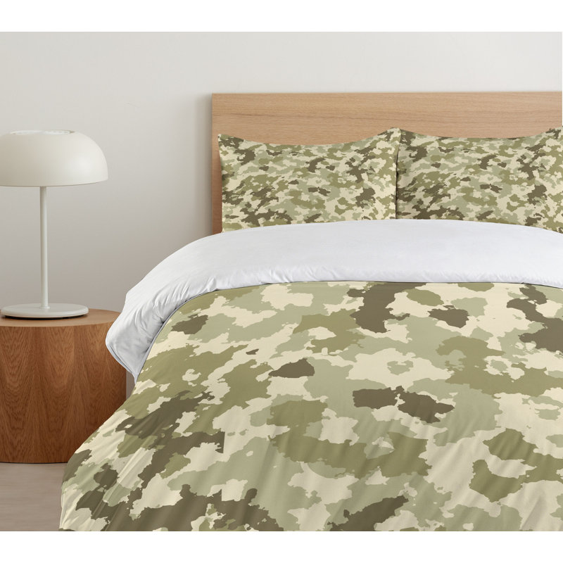 Camo Eclectic Polyester Camouflage Duvet Cover, Queen