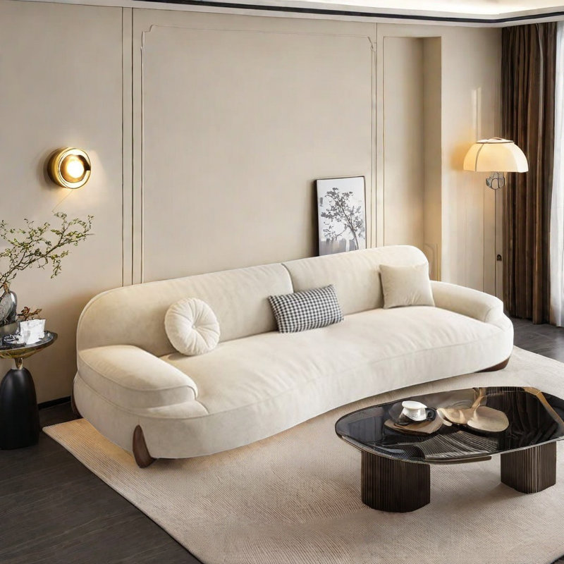 Canapé simple blanc cassé de style crème, H 31,5 po x l 70,87 po x P 42,13 po, 2