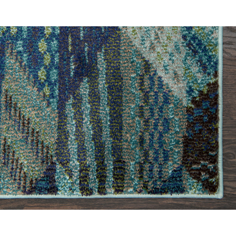 Tapis bleu Albro Southwestern, Rond 6 pi 1 po