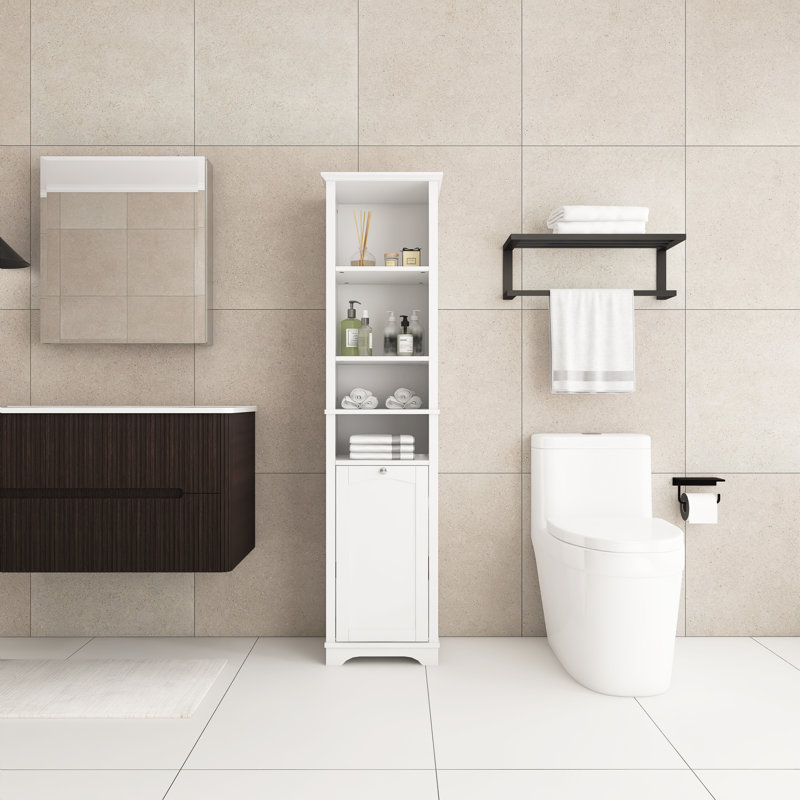 16 po X P 14 po P x 64 po Armoire de rangement pour salle de bain pour petits espaces, Blanc