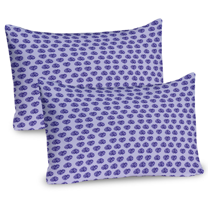 Ensemble de 2 taies décoratives bleues Ambesonne - Images de feuilles de Monstera exotiques - Mauve quartz, H 20 po x l 26 po